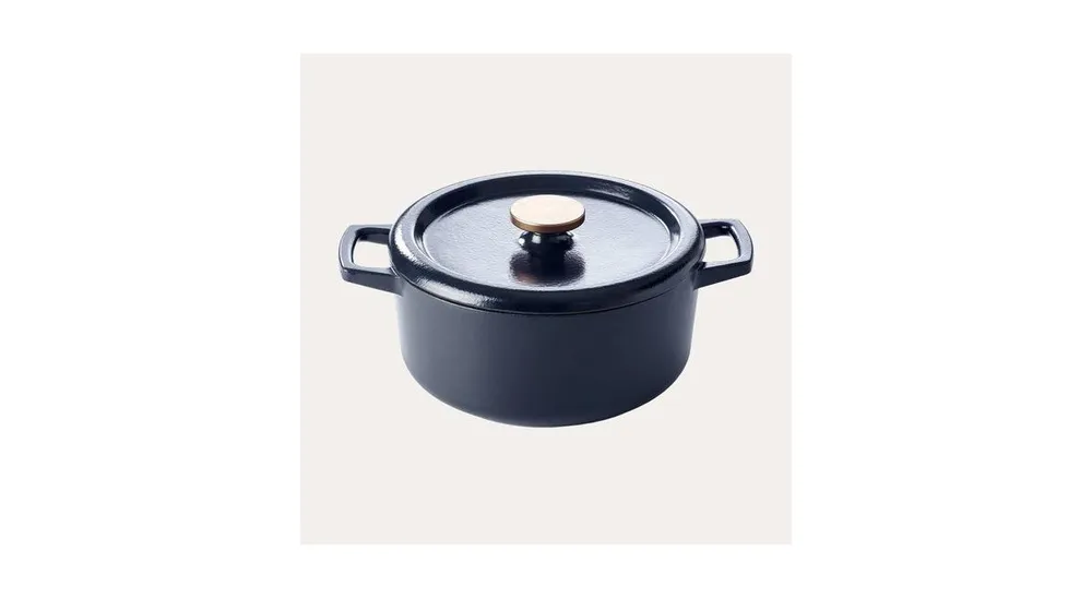 Alva Nori Black Enameled Cast Iron Dutch Oven Pot with Lid & Dual Handles, 5.3 Qt