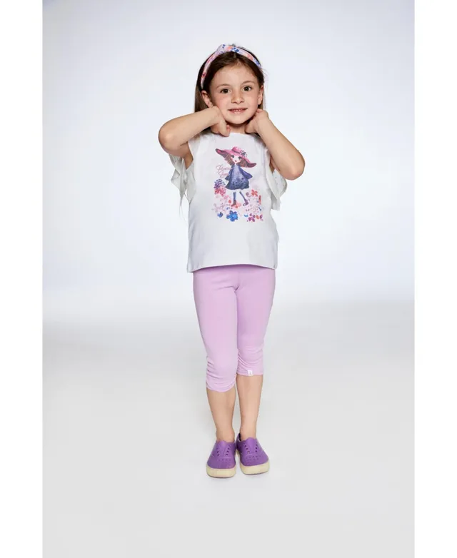 Deux Par Deux Girl Organic Cotton Capri Legging Lavender