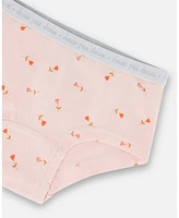 Girl Organic Cotton Boyshort Pantie Pink Printed Flowers - Toddler|Child