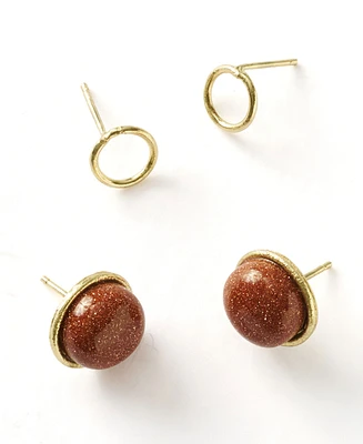 Matr Boomie Indali Labradorite Stud Earrings - Set of 2 Semi Precious