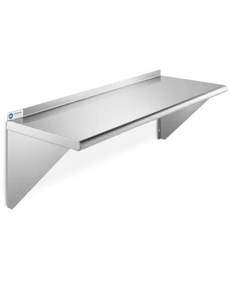 Gridmann 12" x 36" Nsf Stainless Steel Kitchen Wall Mount Shelf w/ Backsplash