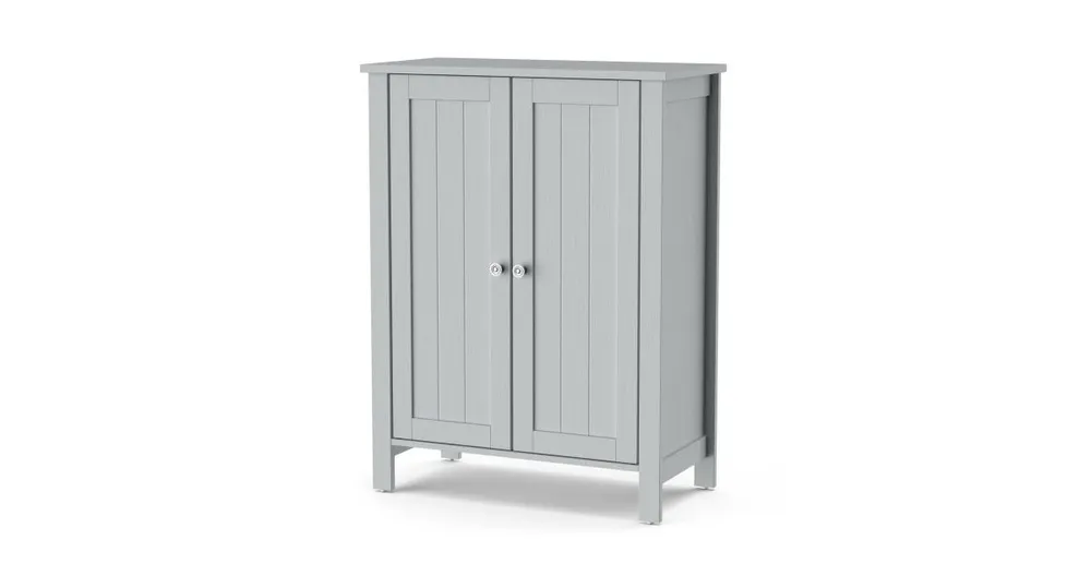 2-Door Bathroom Floor Storage Cabinet with Adjustable Shelf