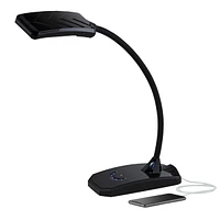 Ricky Modern Minimalist Desk Table Lamp with Usb Charging Port Led Gooseneck Adjustable Height 13.75" High Black Touch On Off Dimmer for Bedroom House