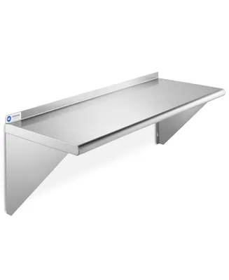 Gridmann 14" x 36" Nsf Stainless Steel Kitchen Wall Mount Shelf w/ Backsplash