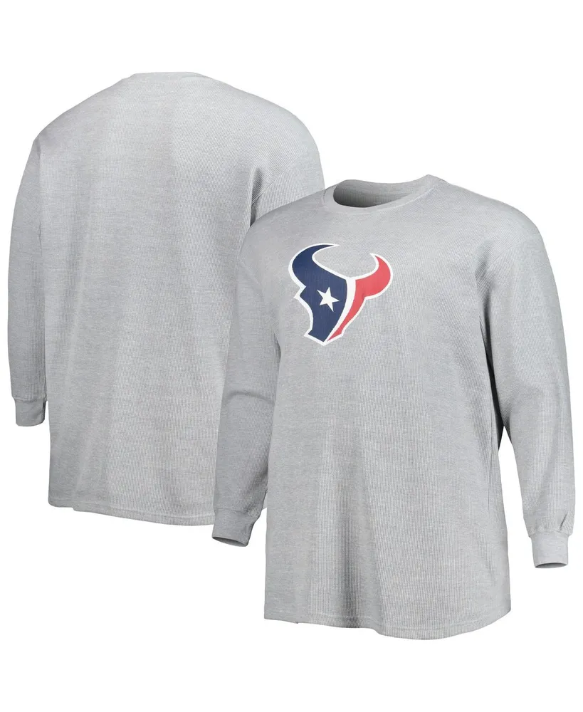 Men's Heather Gray Houston Texans Big and Tall Waffle-Knit Thermal Long Sleeve T-shirt