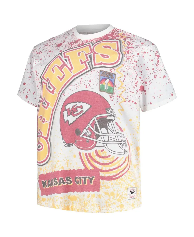 Men's Mitchell & Ness White Kansas City Chiefs Big and Tall Allover Print T-shirt