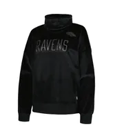 Women's Dkny Sport Black Baltimore Ravens Deliliah Rhinestone Funnel Neck Pullover Sweatshirt