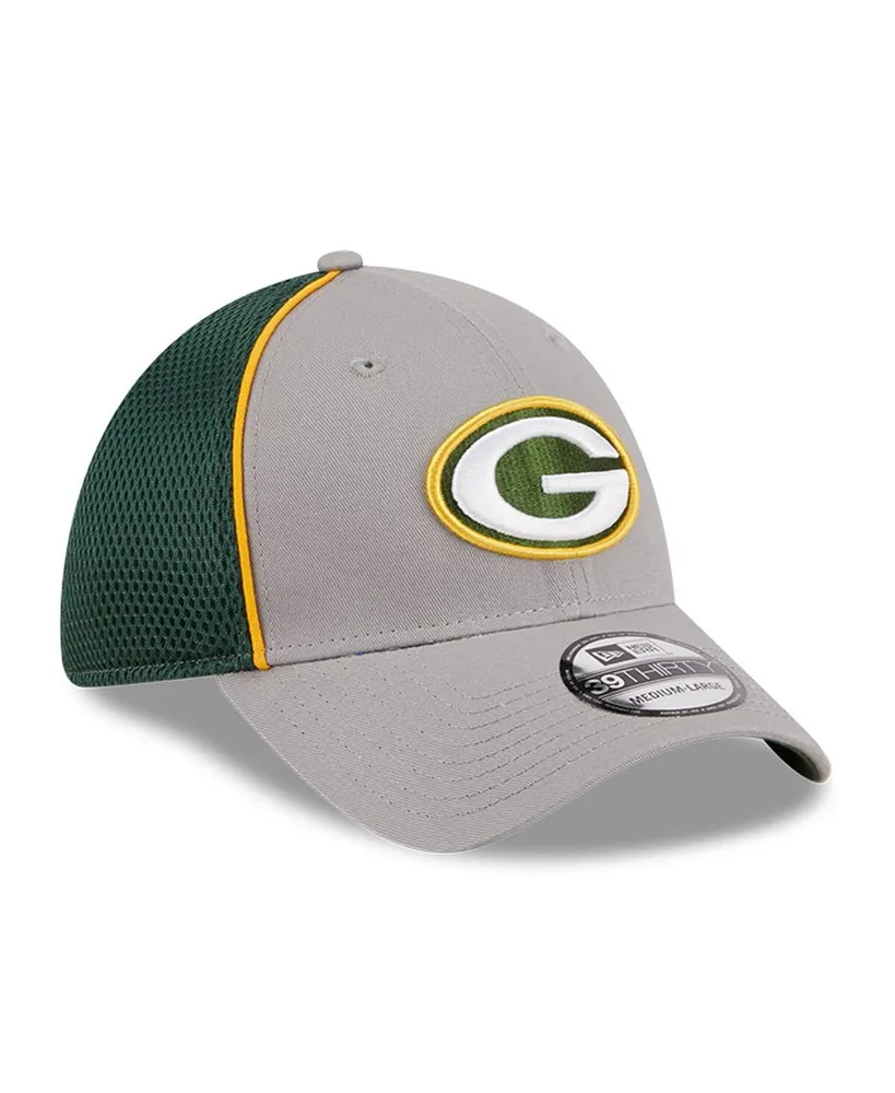 Men's New Era Gray Green Bay Packers Pipe 39THIRTY Flex Hat