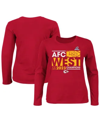 Women's Fanatics Red Kansas City Chiefs 2023 Afc West Division Champions Plus Conquer Long Sleeve Crew Neck T-shirt
