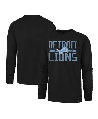 Men's '47 Brand Black Distressed Detroit Lions Wide Out Franklin Long Sleeve T-shirt