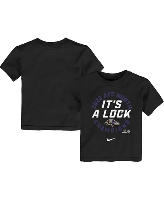 Toddler Boys and Girls Nike Black Baltimore Ravens 2023 Afc North Division Champions Locker Room Trophy Collection T-shirt