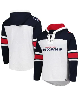Men's '47 Brand Houston Texans Heather Gray Gridiron Lace-Up Pullover Hoodie