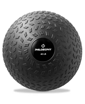 Philosophy Gym Slam Ball, 40 Lb - Weighted Fitness Medicine Ball with Easy Grip Tread