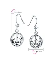 Bling Jewelry Retro Symbol Celtic Knotwork Celtic Irish Love Knot Peace Sign Drop Earrings For Women Oxidized Sterling Silver Fish Hook