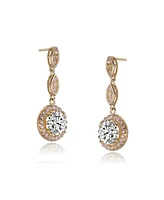 Classy Sterling Silver with Clear Cubic Zirconia Dangling Earrings