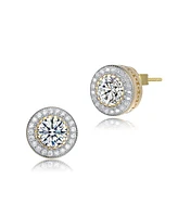 Modern Sterling Silver Cubic Zirconia Round Stud Earrings