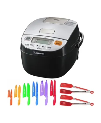 Zojirushi Micom Rice Cooker and Warmer with Color Chef Knife Set and Nylon Tongs