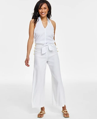 I.n.c. International Concepts Women's Button-Trim Wide-Leg Pants