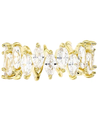 Cubic Zirconia Marquise Cluster Band 14k Gold-Plated Sterling Silver