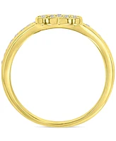 Cubic Zirconia Heart Cluster Split Shank Ring 14k Gold-Plated Sterling Silver