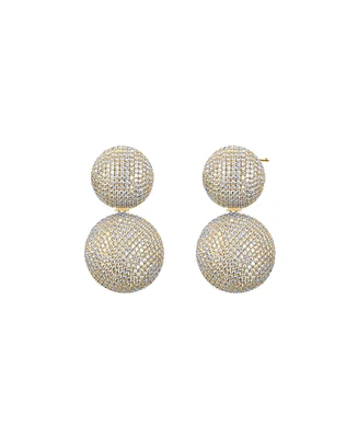 by Adina Eden Pave Puffy Double Circle Drop Stud Earring