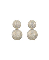 by Adina Eden Pave Puffy Double Circle Drop Stud Earring