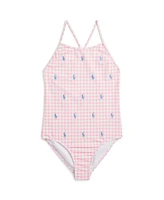 Polo Ralph Lauren Big Girls Polo Pony Round Neck One-Piece Swimsuit