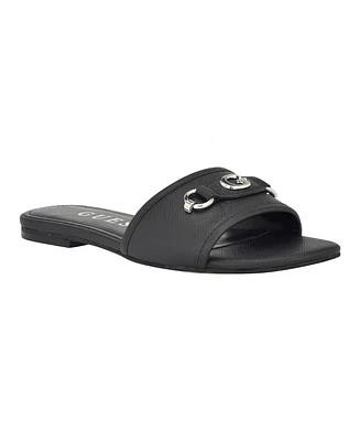 Guess Women's Hammi One Band with Logo and Hardware Flat Sandals