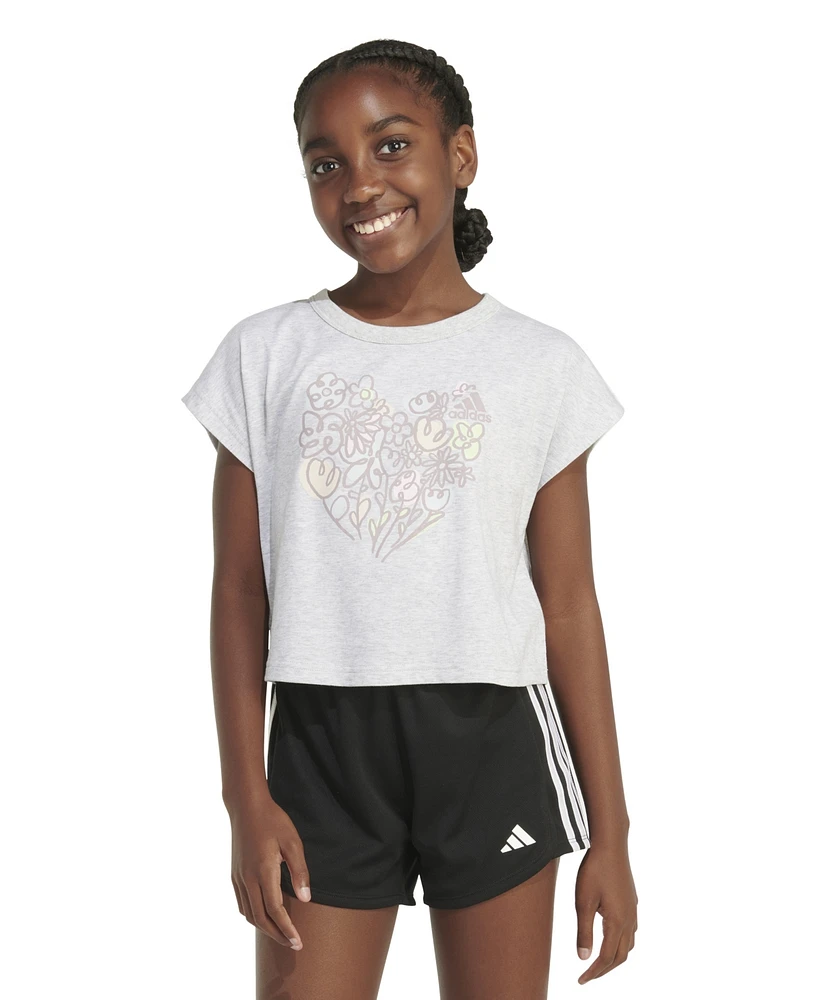 adidas Big Girls Sleeveless Box Heather T-shirt