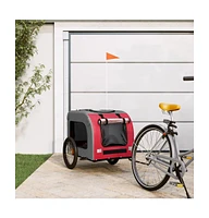 Pet Bike Trailer Red and Gray Oxford Fabric Iron