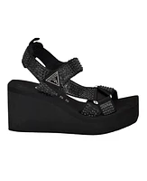 Guess Women's Dawsin Rhinestone Eva Strappy Wedge Sandals