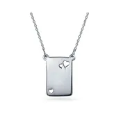 Bff Mother Daughter Bond Word Quote Rectangular Book Page Heart Pendant Necklace For Women For Teen .925 Sterling Silver