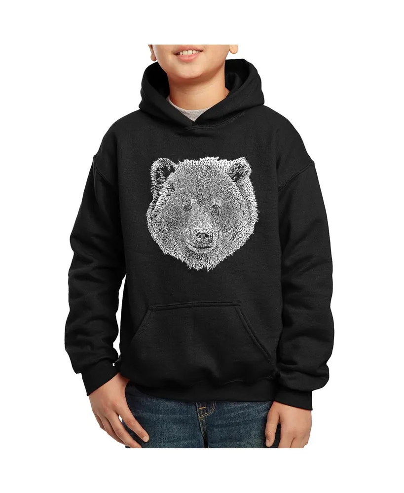 Boy's Word Art Hooded Sweatshirt - Bear Face