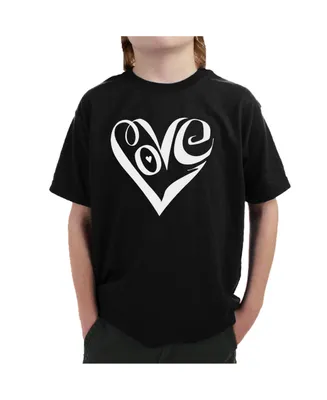 Boy's Word Art T-shirt - Script Love Heart