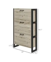 Homcom Shoe Cabinet with 3 Flip Drawer Cabinet, Walnut