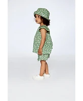 Girl Muslin Bucket Hat Green Jasmine Flower Print - Toddler