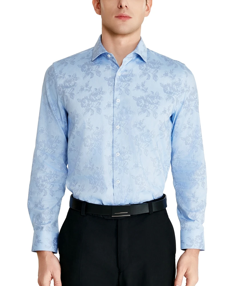 Tallia Men's Slim-Fit Floral Stencil Oxford Dress Shirt