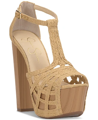 Jessica Simpson Delei Platform High Heel Raffia Dress Sandals