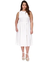 Michael Kors Plus Smocked Midi Dress