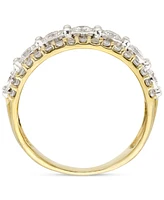 Diamond Three Row Band (1 ct. t.w.) in 14k Two-Tone Gold