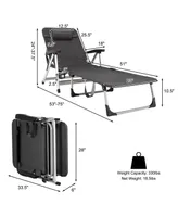 Beach Folding Chaise Lounge Recliner with 7 Adjustable Position