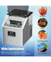 44 lbs Stainless Portable Countertop Self-Clean Ice Maker, 24 Square Cubes with Lcd Display