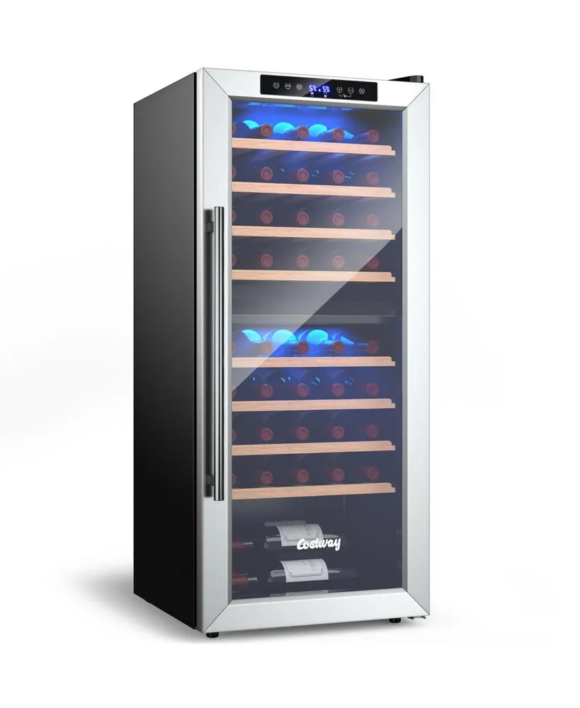 43 Bottle Wine Cooler Refrigerator Dual Zone Temperature Control with 8 Shelves