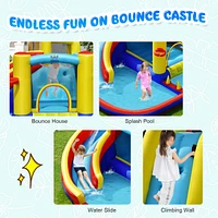 Inolait 7-in-1 Inflatable Water Slide Bounce Castle with Splash Pool and Climbing Wall without Blower