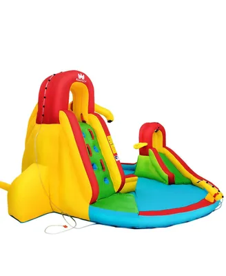 Kid's Inflatable Water Slide Bounce House with Climbing Wall and Pool Without Blower