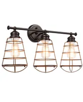 Sugift 3-Light Vanity Lamp Bathroom Fixture with Metal Wire Cage