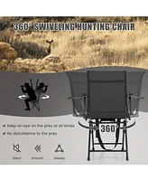 Sugift Foldable Swivel Patio Chair with Armrest and Mesh Back