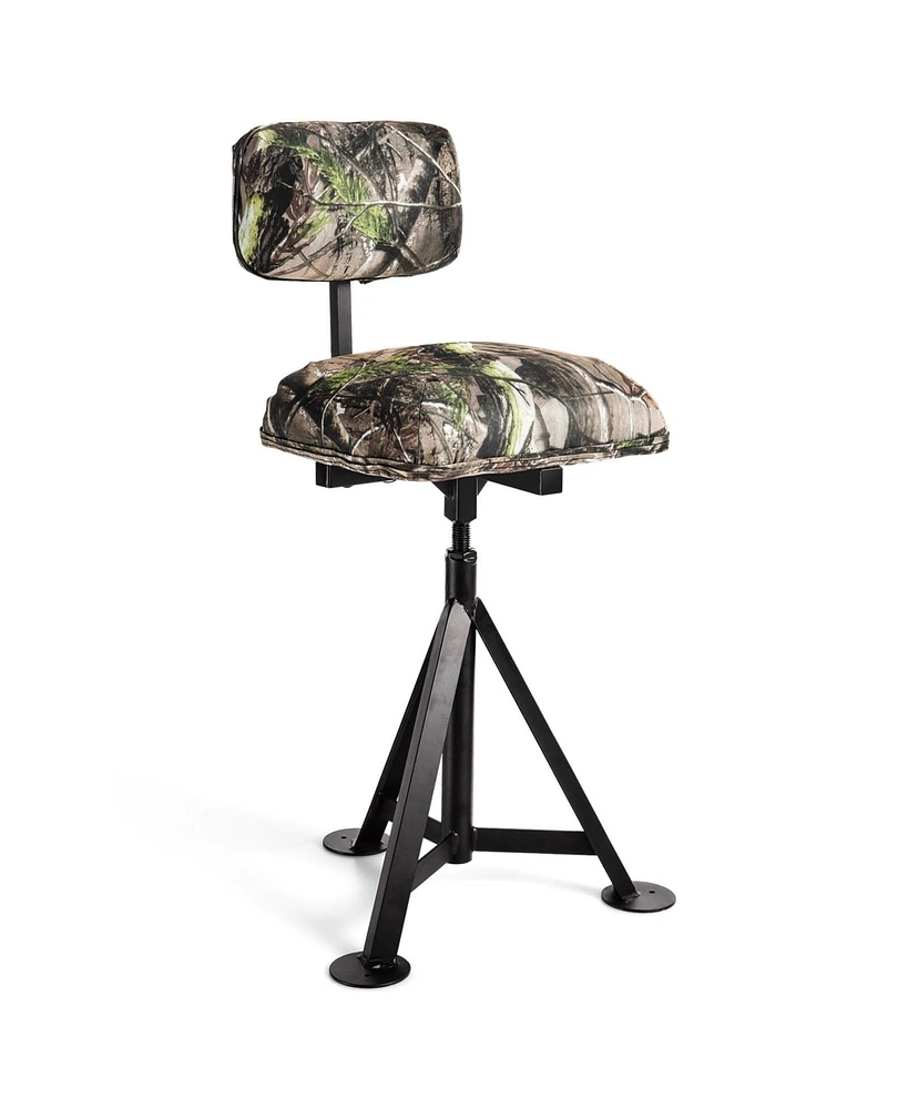 Swivel Hunting Chair Tripod Blind Stool with Detachable Backrest