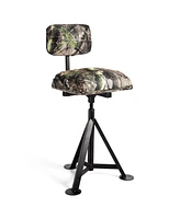 Swivel Hunting Chair Tripod Blind Stool with Detachable Backrest