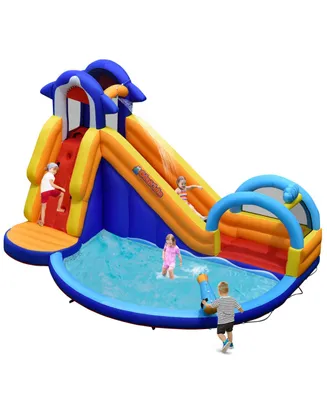Inflatable Bouncy House with Slide and Splash Pool without Blower